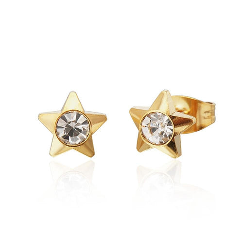 Brass Ohrstecker Stern Sterne bunt Unisex Ohrringe Edelstahl nickelfrei Kommunismus 12 mm - chic - net.de