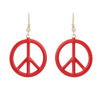 Load image into Gallery viewer, Brass Peace Zeichen Ohrringe Emaille golden rot rund Ohrhänger - chic - net.de
