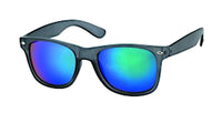 Load image into Gallery viewer, The Sonnenbrille Nerd grau Unisex Brille features colorful mirrored lenses and 400 UV protection. Shown at a slight angle on a white background, this stylish accessory is perfect for eye protection and trendy looks.
