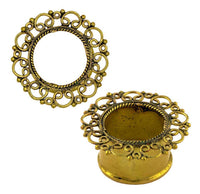 Load image into Gallery viewer, Brass Tunnel Seil Spiralbögen Kreise Punkte antik gold nickelfrei Plug Messing Expander Ohrschmuck - chicnit.com
