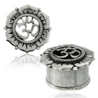 Load image into Gallery viewer, White Brass Tunnel Blüte Om Seil antik silbern Plug Messing Expander Schmuck - chicnit.com

