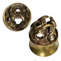 Load image into Gallery viewer, Brass Messing Plug Tunnel 3D Bearskull Bärenkopf Schädel Skelett golden - chicnit.com
