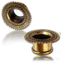 Load image into Gallery viewer, Brass Tunnel Punkte Afghan Style antique Finish gold nickelfrei Plug Organic Messing Expander - chicnit.com
