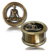 Load image into Gallery viewer, Brass Tunnel Meditation Mensch antik golden Plug Messing Expander Schmuck - chicnit.com
