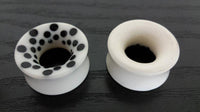 Load image into Gallery viewer, Bone Flesh Tunnel Polka Dots Punkte schwarz weiß double flared Plug Piercing - chicnit.com
