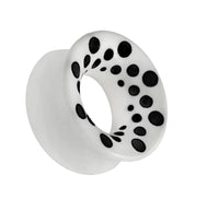 Load image into Gallery viewer, Bone Flesh Tunnel Polka Dots Punkte schwarz weiß double flared Plug Piercing - chicnit.com
