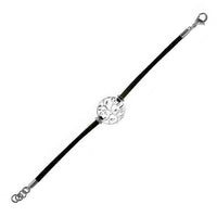 Load image into Gallery viewer, Brass Armband 16 cm Anhänger filigran Blätter 20 mm Karabiner Lederband verstellbar - chicnit.com
