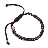 Load image into Gallery viewer, Brass Armband Kunstseide Faden geflochten Damen 25 cm - chicnit.com
