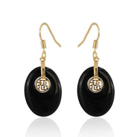 Load image into Gallery viewer, Brass Ohrringe Ohrhänger Ohrschmuck Damen Brasshänger Katzenauge oval - chicnit.com
