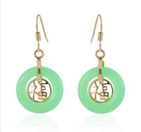 Load image into Gallery viewer, Brass Ohrringe Ohrhänger Ohrschmuck Damen Brasshänger Katzenauge rund - chicnit.com
