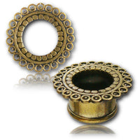 Load image into Gallery viewer, Brass Tunnel Circles of Life gold nickelfrei Plug Organic Messing Expander Ohrschmuck - chicnit.com
