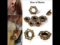 Load image into Gallery viewer, Brass Tunnel Lotus Blume antique Finish gold Plug - chicnit.com
