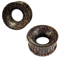 Load image into Gallery viewer, dunkelbraun Holztunnel Maserung Punkte Streifen Tribal Holz Tunnel handgeschnitzt Palmholz Plug - chicnit.com
