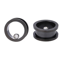 Load image into Gallery viewer, Edelstahl Flesh Tunnel ribbed Plug schwarz Glitzer Zirkonia Stein Schraubplug - chicnit.com
