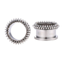 Load image into Gallery viewer, Edelstahl Tunnel Plug Schraubplug kegelförmig Spitze Nieten Stacheln Punk silber - chicnit.com
