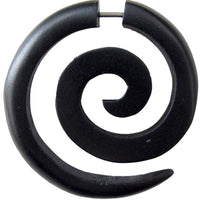 Load image into Gallery viewer, Fake Spirale Lobe Piercing Edelstahl Ohrstecker Dehnschnecke Holz Ohrring Dehner - chicnit.com
