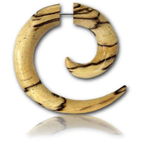 Load image into Gallery viewer, Fake Spirale Lobe Piercing Edelstahl Ohrstecker Dehnschnecke Holz Ohrring Dehner - chicnit.com
