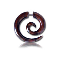 Load image into Gallery viewer, Fake Spirale Lobe Piercing Edelstahl Ohrstecker Dehnschnecke Holz Ohrring Dehner - chicnit.com
