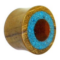 Load image into Gallery viewer, Flesh Plug Ringe Sawoholz crushed Türkis Teakholz Holz - chicnit.com
