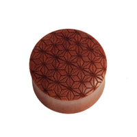 Load image into Gallery viewer, Flesh Plug Sawoholz Stern Blume des Lebens double flared Lobe Dehner rot braun Gravur - chicnit.com
