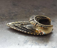 Load image into Gallery viewer, Flesh Tunnel antik gold Messing zum Einhängen Flamme - chicnit.com
