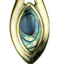 Load image into Gallery viewer, Flesh Tunnel antik golden Messing Expander Tropfen Paua Muschel Plug Ohrring - chicnit.com
