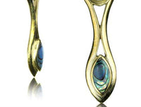 Load image into Gallery viewer, Flesh Tunnel antik golden Messing Expander Tropfen Paua Muschel Plug Ohrring - chicnit.com
