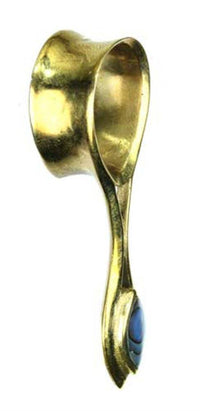 Load image into Gallery viewer, Flesh Tunnel antik golden Messing Expander Tropfen Paua Muschel Plug Ohrring - chicnit.com
