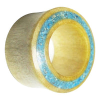 Load image into Gallery viewer, Flesh Tunnel Krokodilholz Rim Inlay dünn Türkis double flared - chicnit.com
