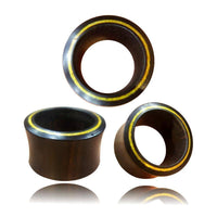 Load image into Gallery viewer, Flesh Tunnel Sonoholz Jackfrucht Holz Rim Inlay gelb Lobe Piercing double flared - chicnit.com
