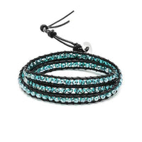Load image into Gallery viewer, Glitzer Lederarmbänder dreilagig Glaskristall Perlen facettiert bunt Armband Leder verstellbar - chicnit.com
