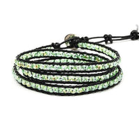 Load image into Gallery viewer, Glitzer Lederarmbänder dreilagig Glaskristall Perlen facettiert bunt Armband Leder verstellbar - chicnit.com
