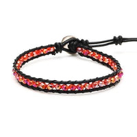 Load image into Gallery viewer, Glitzer Lederarmbänder Glaskristall Perlen facettiert bunt Armband Leder verstellbar unisex - chicnit.com
