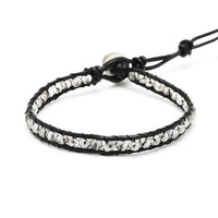 Load image into Gallery viewer, Glitzer Lederarmbänder Glaskristall Perlen facettiert bunt Armband Leder verstellbar unisex - chicnit.com
