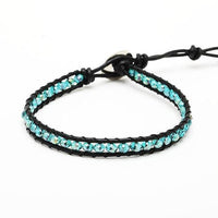 Load image into Gallery viewer, Glitzer Lederarmbänder Glaskristall Perlen facettiert bunt Armband Leder verstellbar unisex - chicnit.com
