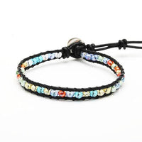 Load image into Gallery viewer, Glitzer Lederarmbänder Glaskristall Perlen facettiert bunt Armband Leder verstellbar unisex - chicnit.com
