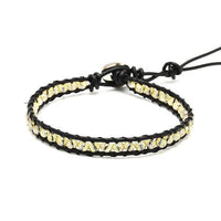 Load image into Gallery viewer, Glitzer Lederarmbänder Glaskristall Perlen facettiert bunt Armband Leder verstellbar unisex - chicnit.com
