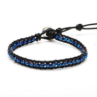 Load image into Gallery viewer, Glitzer Lederarmbänder Glaskristall Perlen facettiert bunt Armband Leder verstellbar unisex - chicnit.com
