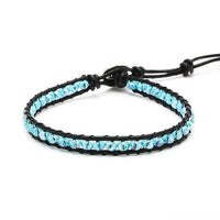 Load image into Gallery viewer, Glitzer Lederarmbänder Glaskristall Perlen facettiert bunt Armband Leder verstellbar unisex - chicnit.com
