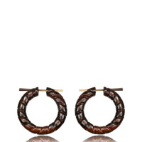 Cargar imagen en el visor de la galería, Holz Pin Creolen Narraholz Horn-Pin dunkelbraun gemasert handgefertigt groß - chicnit.com
