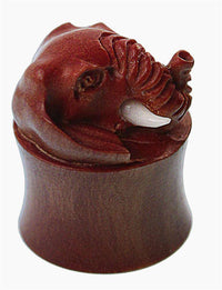Load image into Gallery viewer, Holz Plug braun Elefant Bone Stoßzähne plastisch Tunnel Tribal Expander Organic - chicnit.com
