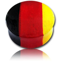 Load image into Gallery viewer, Holz Plug Deutschland Flagge Tunnel Unisex Ohrschmuck Teakholz Ohrstecker handbemalt Expander - chicnit.com
