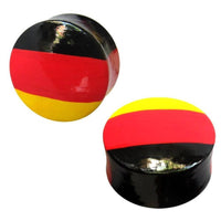 Load image into Gallery viewer, Holz Plug Deutschland Flagge Tunnel Unisex Ohrschmuck Teakholz Ohrstecker handbemalt Expander - chicnit.com
