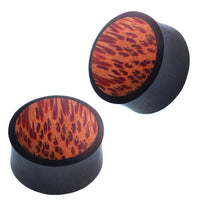 Load image into Gallery viewer, Holz Plug Eisenholz schwarz Kokosholz Inlay Maserung braun Tribal Piercing - chicnit.com
