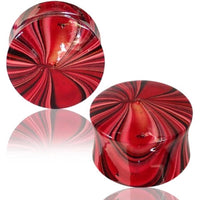 Load image into Gallery viewer, Holz Plug handbemalt Batik Style rot rosa schwarz Tribal Tunnel Organic Expander handgeschnitzt - chicnit.com
