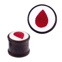 Cargar imagen en el visor de la galería, Holz Plug Koralle Tropfen rot Inlay Resin weiß Tunnel Tribal Expander - chicnit.com
