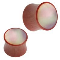 Load image into Gallery viewer, Holz Plug Perlmutt Sawoholz rotbraun weiß schillernd Inlay Muschel - chicnit.com

