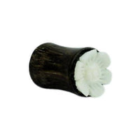 Load image into Gallery viewer, Holz Plug Tamarindenholz Bone Blume dunkelbraun Holzplug handgeschnitzt Tribal Tunnel - chicnit.com
