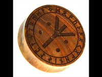 Load image into Gallery viewer, Holz Plug Teakholz Rune Leben Tod Punkte double flared - chicnit.com
