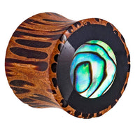 Load image into Gallery viewer, Holz Plug Tunnel Kokosholz Resin Paua Abalone Kreise schillernd Tribal Expander - chicnit.com
